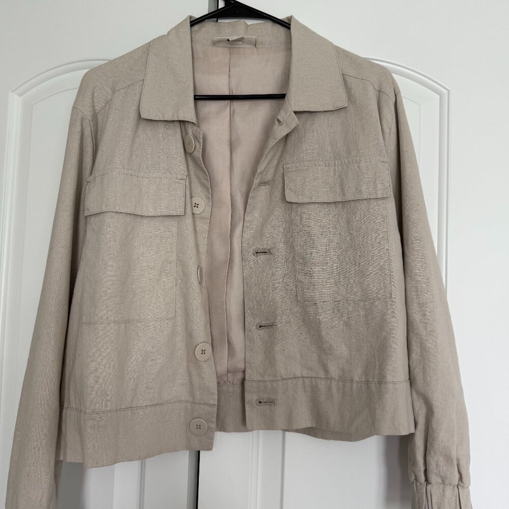 Tan Bone color Linen Jacket size S Catherine Malandrino